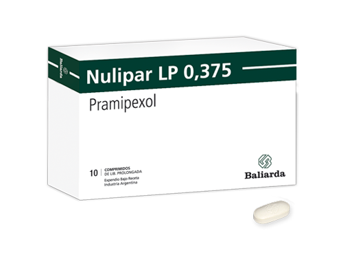 Nulipar LP_0,375_10.png Nulipar LP Pramipexol Antiparkinsonianos Enfermedad de Parkinson Nulipar LC parkinsonismo Pramipexol Síndrome de las piernas inquietas temblor